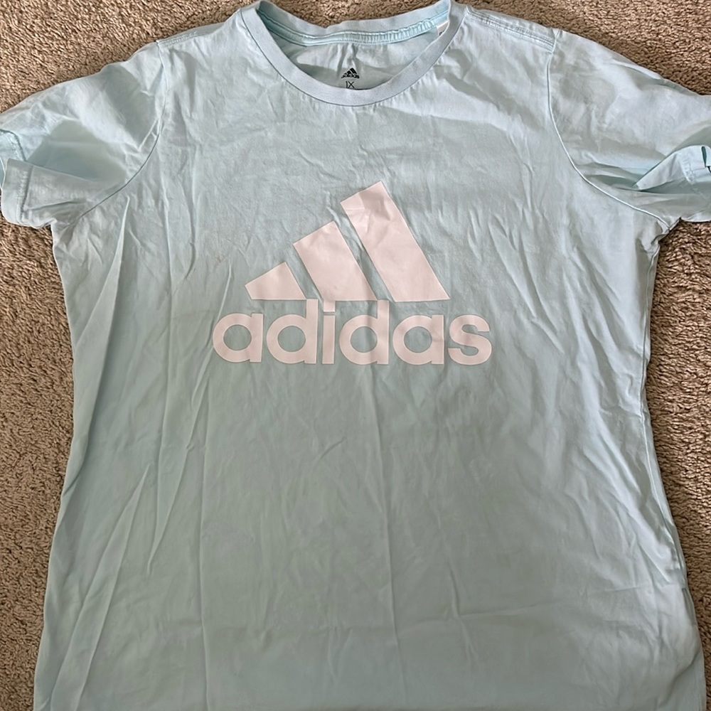 light blue adidas workout shirt